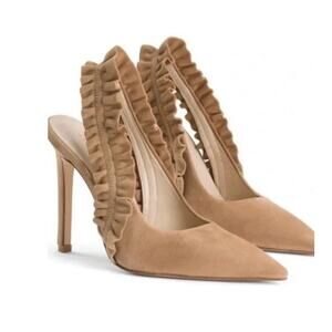 Good American The Show Off Slingback Pump Heel GA029S-E Suede Nude Size 8